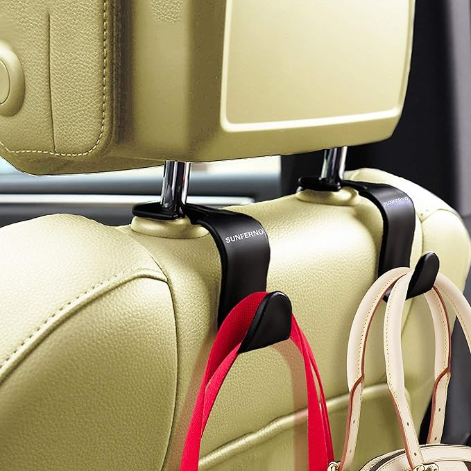 Sunferno Car Headrest Hooks 4 Pack - Stylish Back Seat Hanger for Your Purse, Grocery Bags, Handb... | Amazon (US)