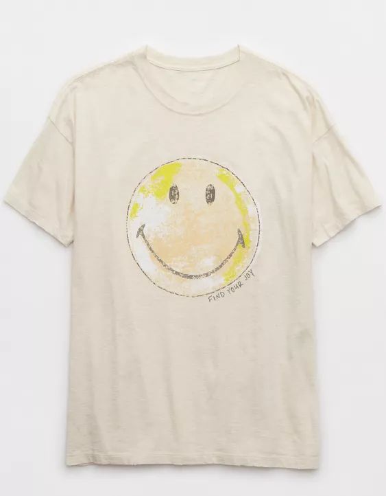 Aerie Oversized Smiley® Graphic Boyfriend T-Shirt | American Eagle Outfitters (US & CA)