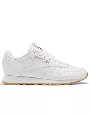 Reebok Classic leather sneakers in white/gray | ASOS (Global)