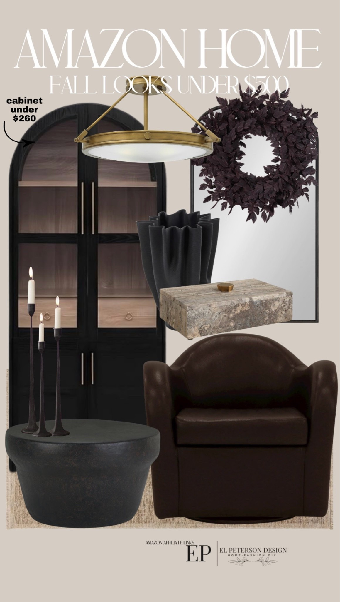 Amazon
Arch cabinet
Array
Marble Box
Vase
Mirror
Accent chair
Coffee table
Pendant light
Candle holder

#LTKHome