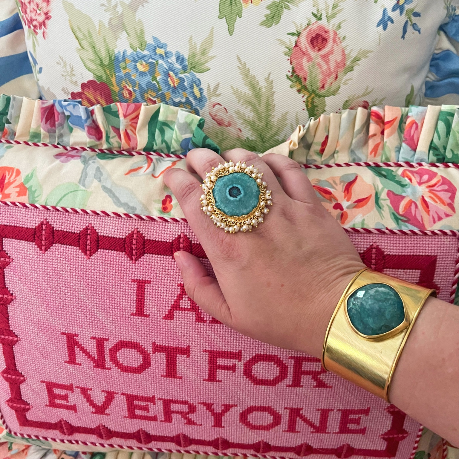 Maximalism perfection from @marykkendig! These are my first pieces from her (#gifted), and I am beyond impressed with the quality. There are so many pieces I have my eye on, and I cannot wait to add to my collection. Can you handle the pearl beads on this oversized ring?! Too good  

#LTKunder100