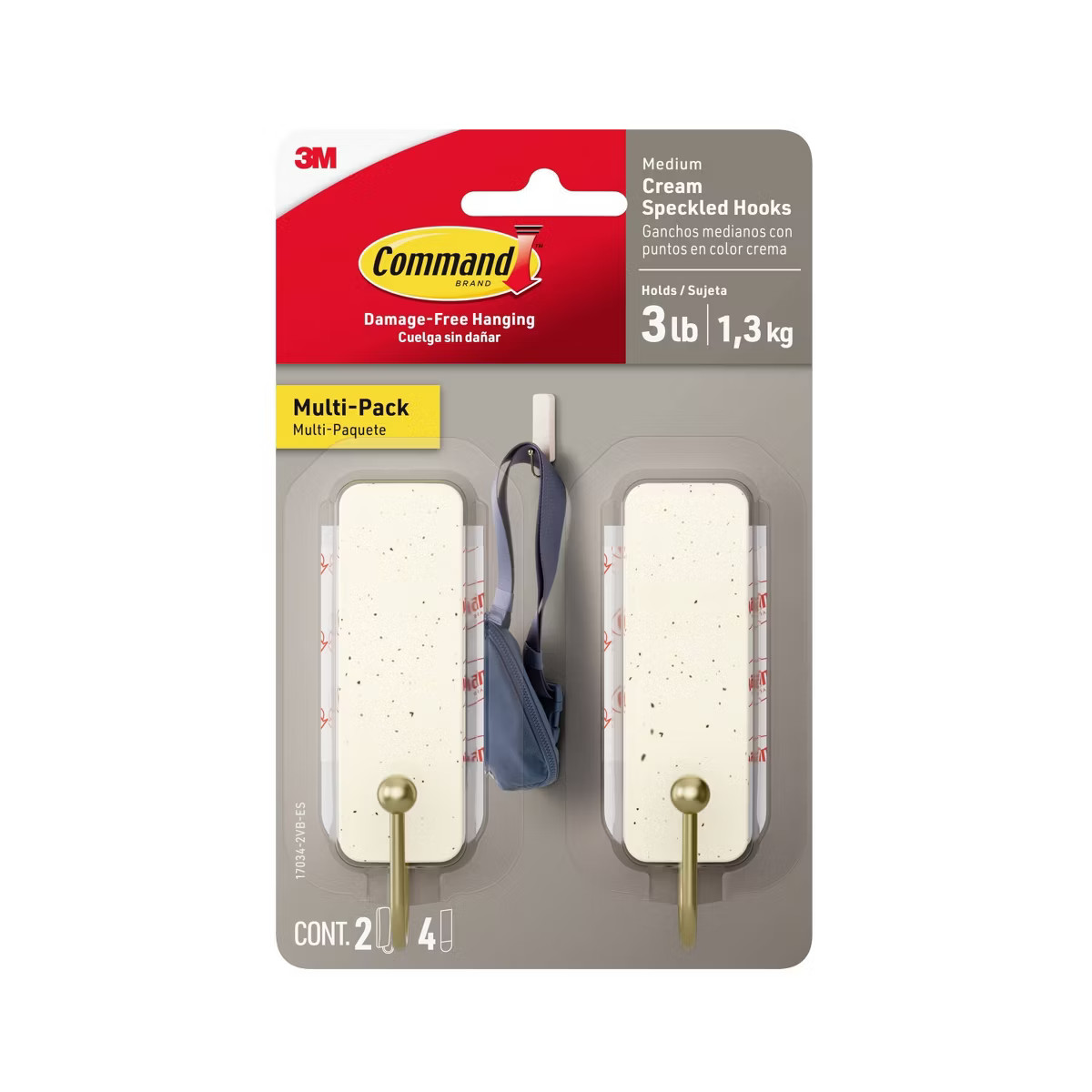 Command Damage-Free Medium 2 Hooks and 4 Strips Cream Speckle | Target