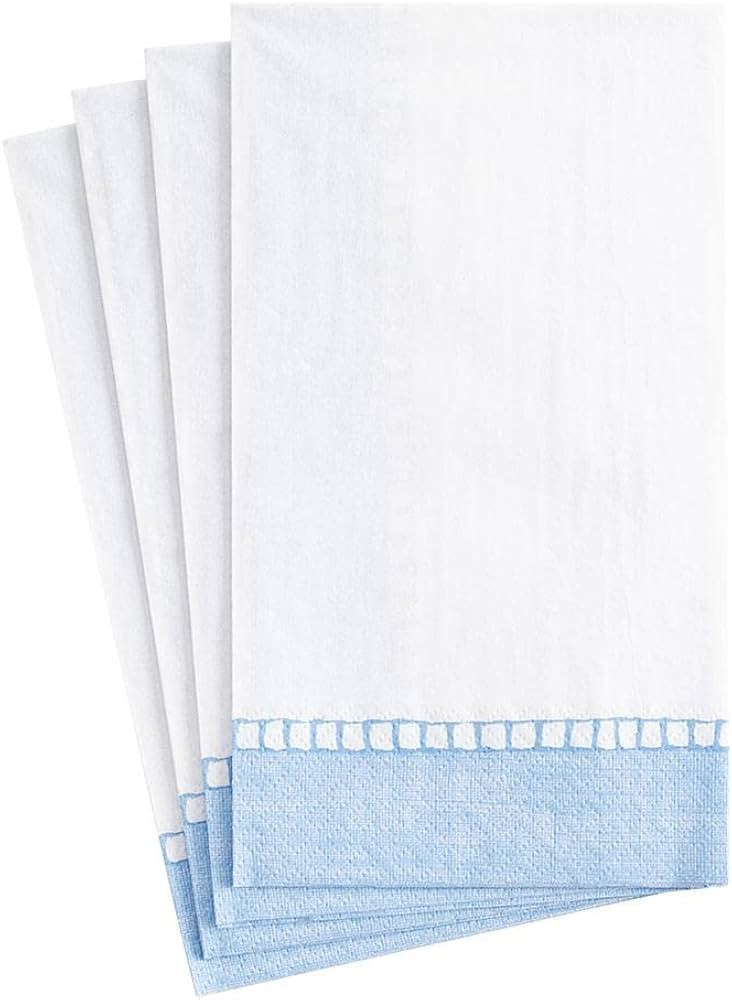 Caspari Linen Border Paper Guest Towel Napkins in Light Blue - Two Packs of 15 | Amazon (US)