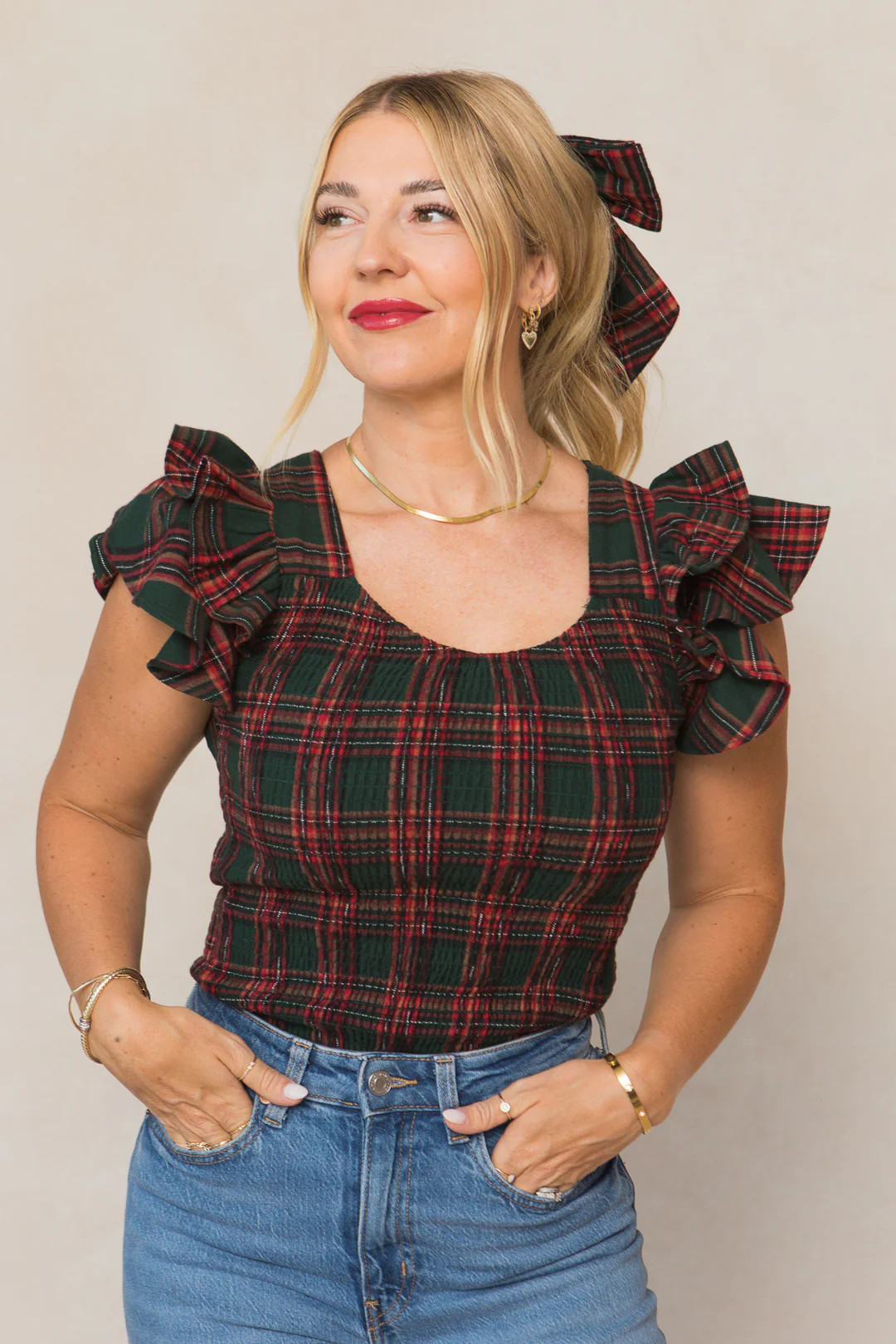 Hattie Top in Green Plaid | Ivy City Co