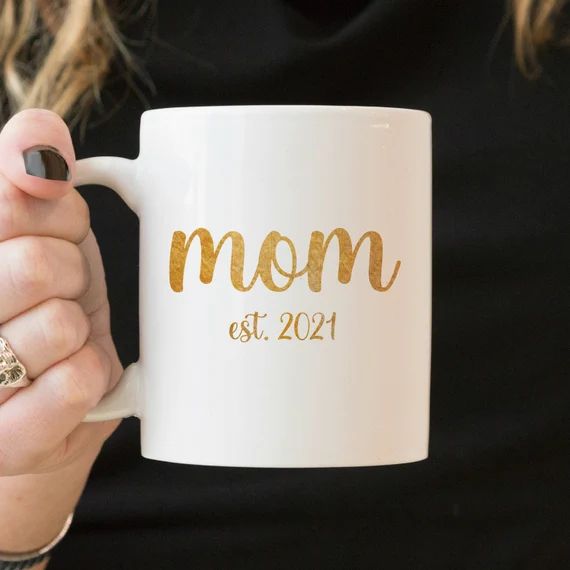 Personalized New Mom Coffee Mug Mom Est Mug Mom Gold Gift | Etsy | Etsy (US)