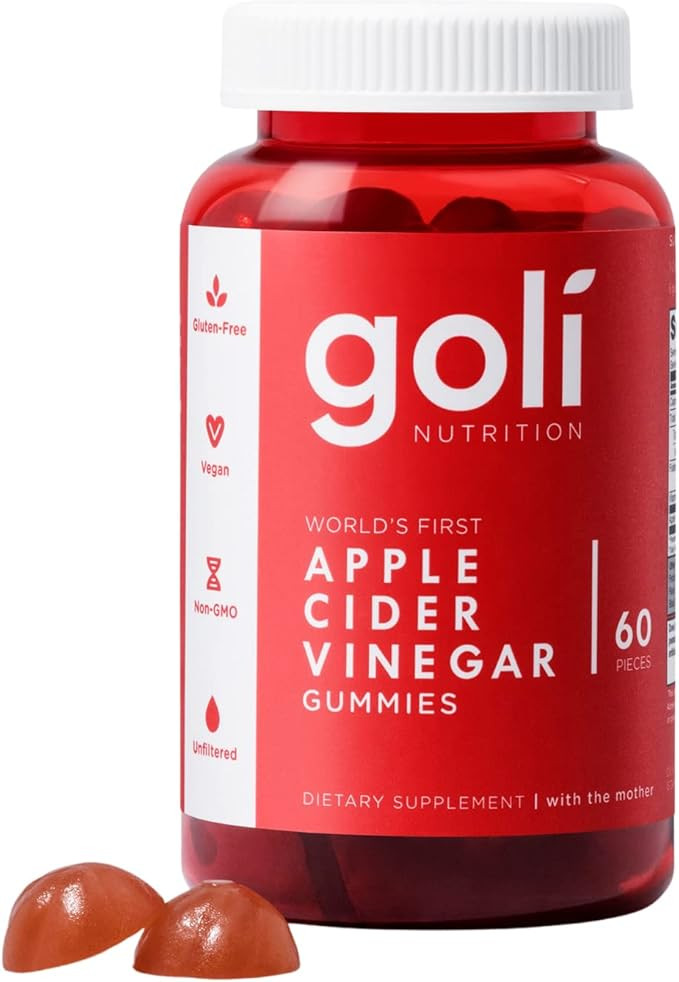 Goli® Apple Cider Vinegar Gummy Vitamins (1 Pack, 60 Count, Gelatin-Free, Gluten-Free, Vegan & N... | Amazon (US)