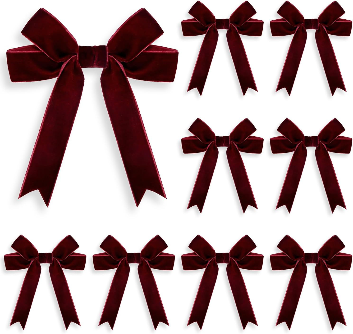 10 Pcs Christmas Velvet Ribbon Bow, 5 x 6.5Inch Vintage Velvet Christmas Wreath Ribbon Bow for Ch... | Amazon (US)