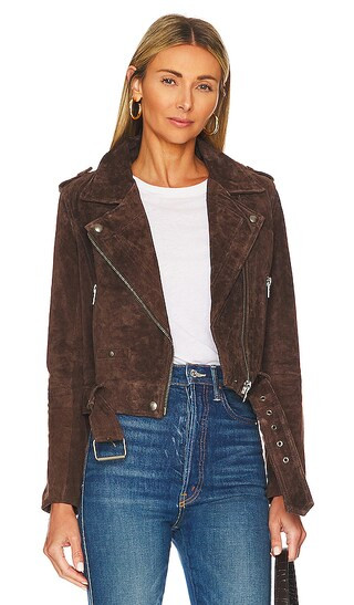 Faux Suede Moto Jacket in Chocolate Souffl? | Revolve Clothing (Global)