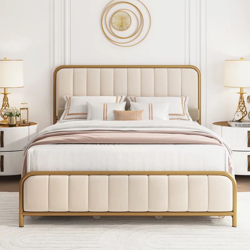 Shanta Velvet Upholstered Platform Bed Frame with 4 Drawers | Wayfair North America