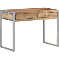 Rustic Solid Teak Wood Writing Desk, Industrial Work Desk With 2 Drawers & Metal Legs | Etsy (US)