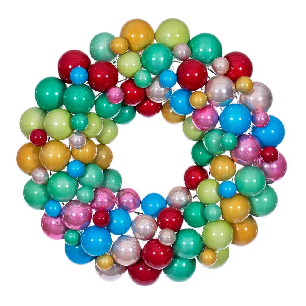 Ball Wreath. It features 93 ornaments in a mixture of 1.5", 2.4", 2.8", and 3.1" sizes. It featur... | Wayfair North America