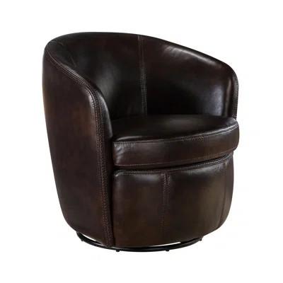 Swivel Chair For Luxury Living, 100% Leather, Solid Wood Frame, - Wrapped High Density Foam, 360 Degree Swivel, Removable Seat Cushion Modern Chair, L | Wayfair North America