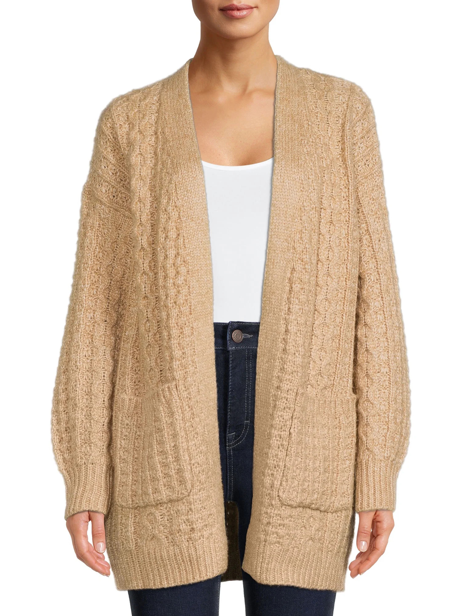 Time and Tru Women's Fashion Cable Cardigan - Walmart.com | Walmart (US)