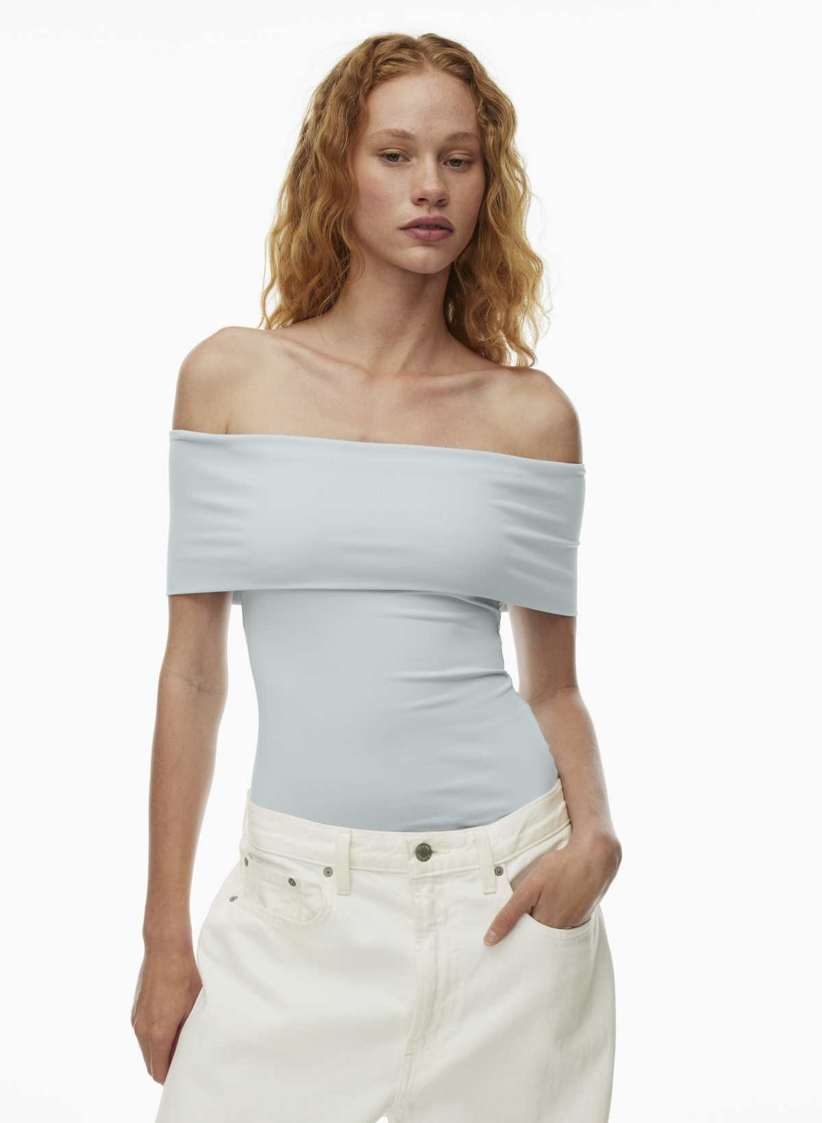 Aritzia Women's Contour Sleeveless Off-Shoulder Hip Top in Azul Grey | Large | Aritzia