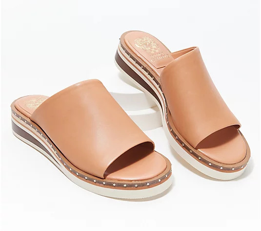 Vince Camuto Leather Slide Wedges - Meralda - QVC.com | QVC