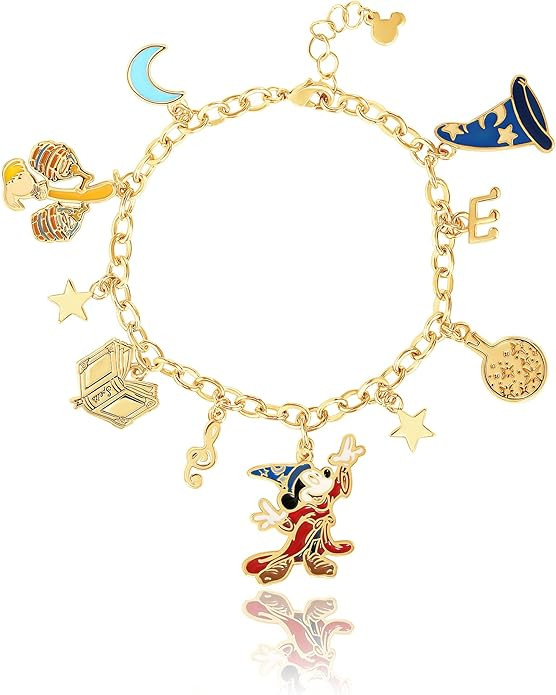 Disney 100 Womens Mickey and Minnie Charm Bracelet 6.5" + 1" - Official License Flash Plated 100t... | Amazon (US)