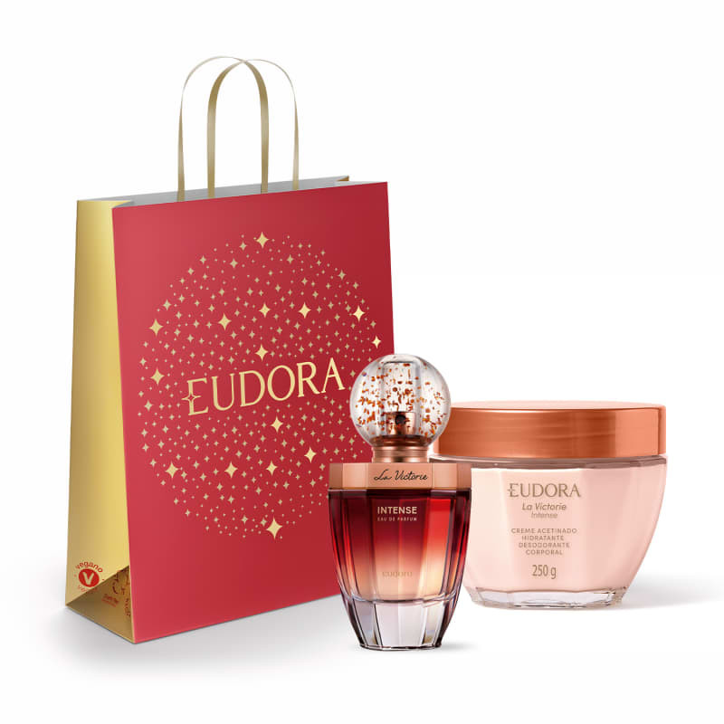 Combo Presente Natal La Victorie Intense: Eau de Parfum 75ml + Creme Acetinado 250g + Sacola M | ... | Eudora (BR)