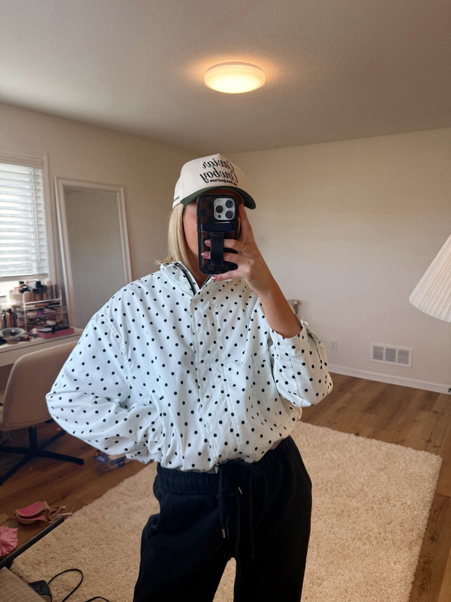 This polka dot jacket!! I have a 
Medium 

#LTKdayinmylife #LTKootd #LTKmomlife