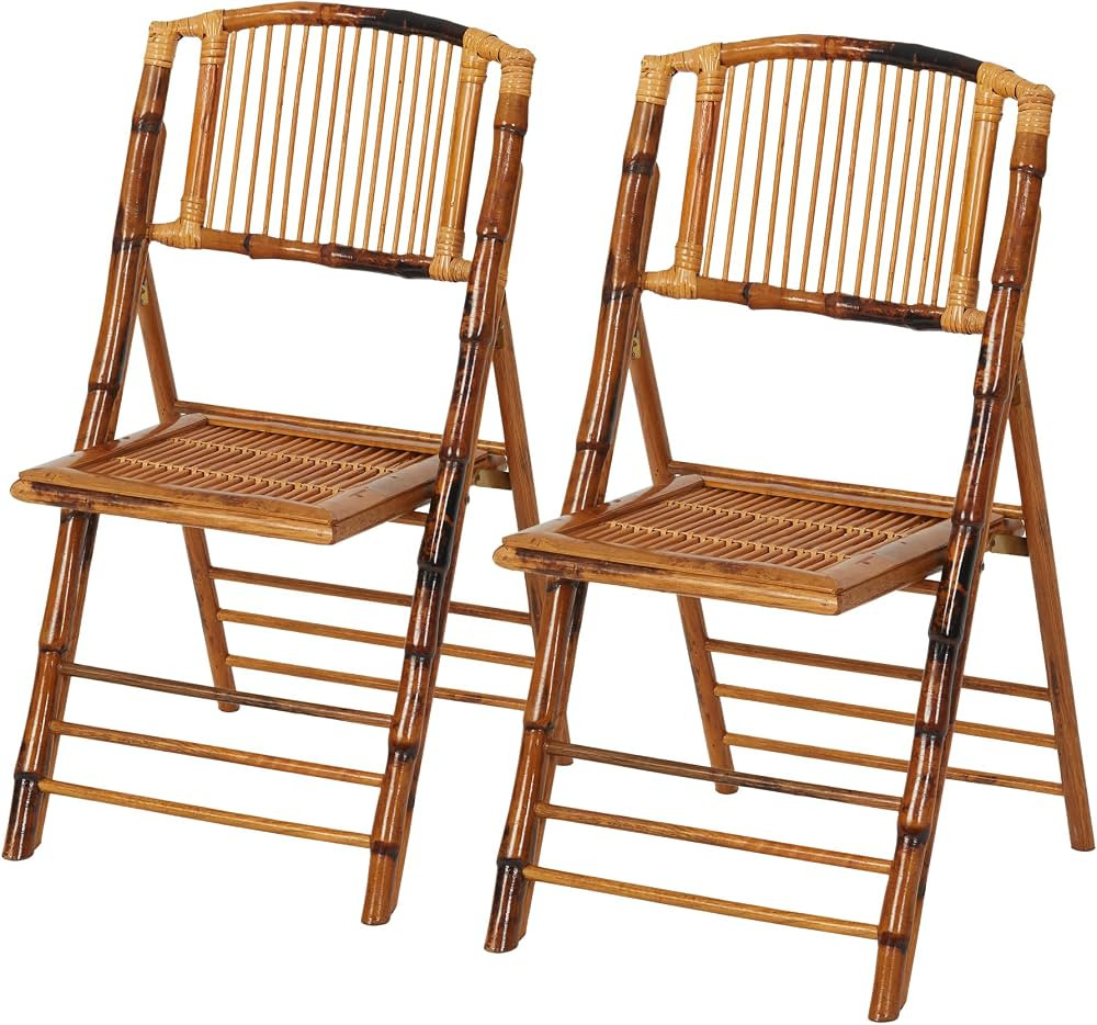 Bamboo Folding Chair Set of 2, Commercial Event Party Bamboo Folding Chair, Outdoor Portable Chai... | Amazon (US)