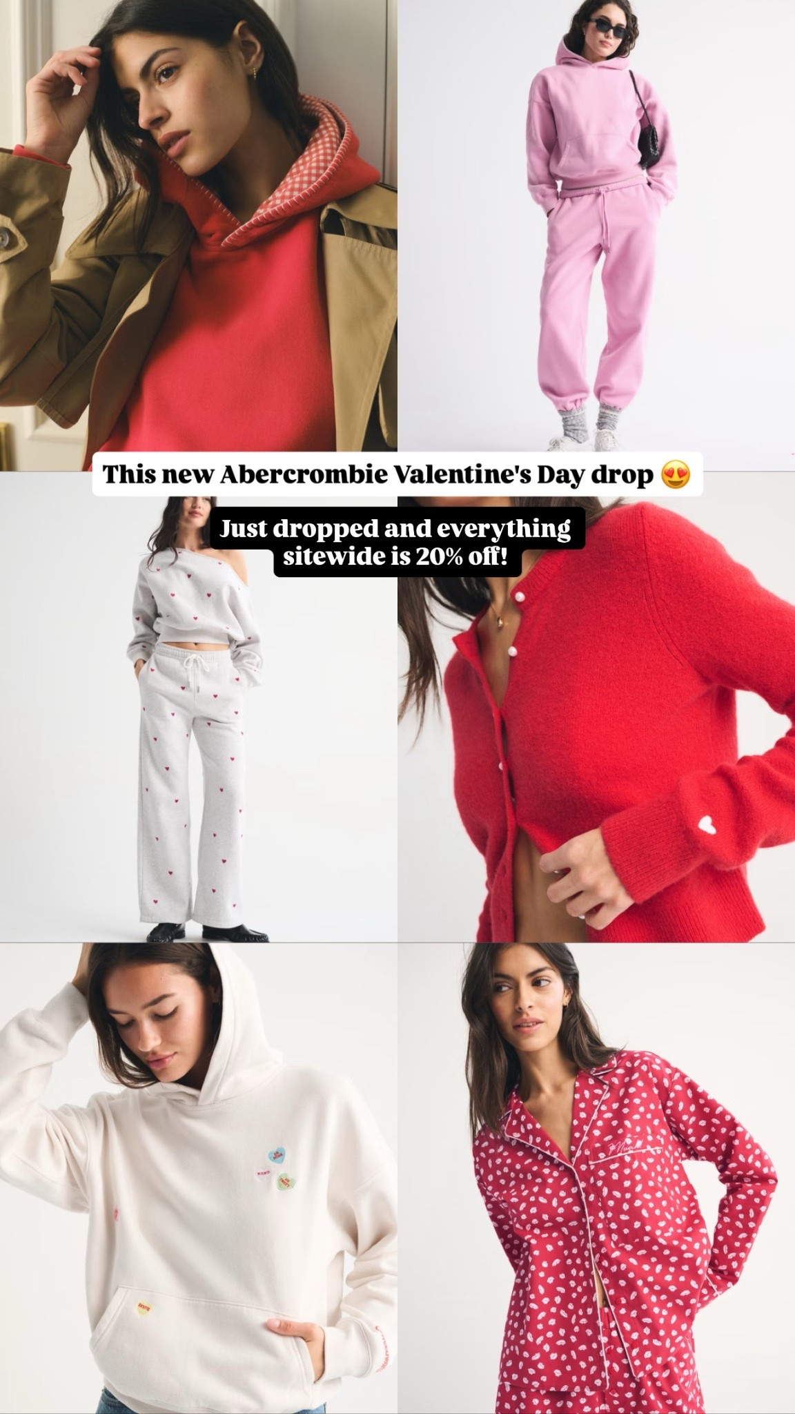 I'm a sucker for any red which is why I love seeing everyone's Valentine's Day drops and Abercrombie killed it! So many cute pieces & site wide 20% off sale in app with code AF20! 

#LTKValentine #LTKootd #LTKSeasonal