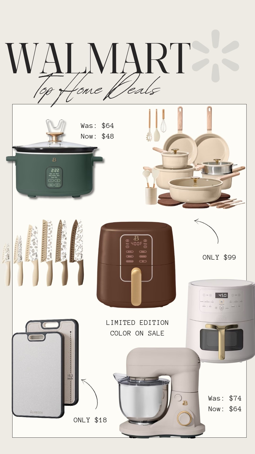 Walmart deals end tomorrow! They carry several gorgeous home brands that make stunning appliances.