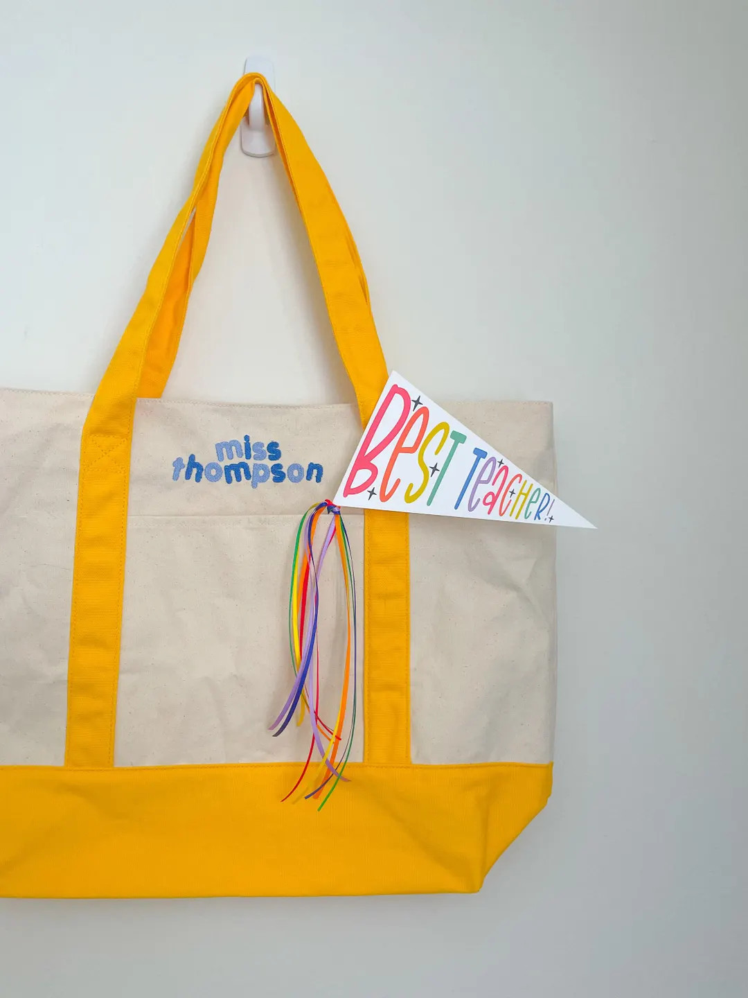 TOTE BAG PERSONALIZED - Large Zipper Tote Bag + Custom Dual Color Ombre Name - Teacher Gift Appre... | Etsy (US)