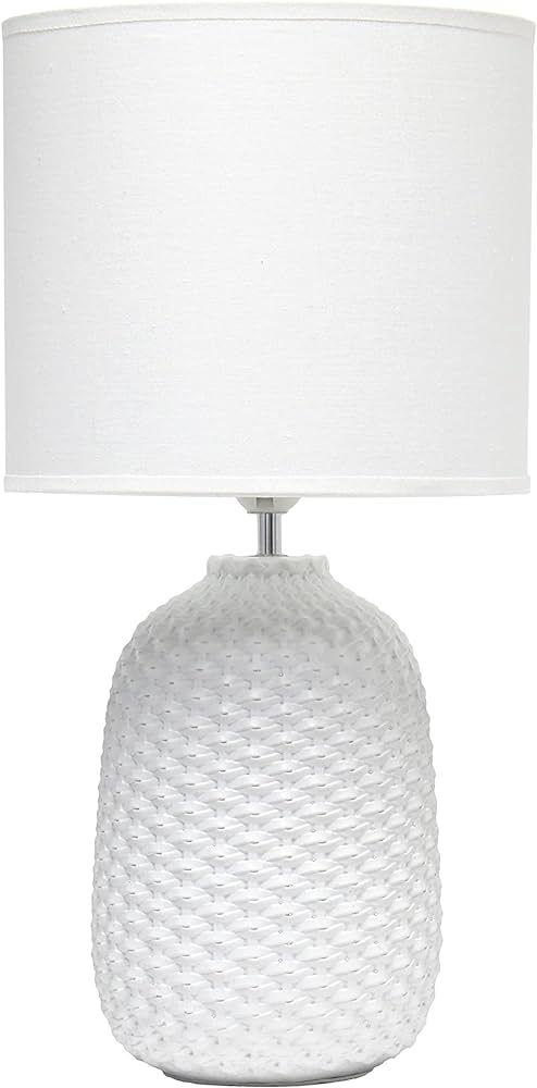 Simple Designs LT1135-OFF 20.4" Tall Traditional Ceramic Purled Texture Bedside Table Desk Lamp w... | Amazon (US)