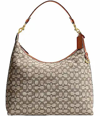 COACH Juliet 38 Signature Logo Jacquard Shoulder Bag - Cocoa Burnished Amber | Dillard's