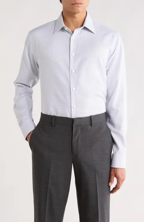 Nordstrom Trim Fit Dash Stripe Premium Non Iron Cotton Dress Shirt in Purple Dash Stripe at Nordstrom, Size 16 - 34 | Nordstrom