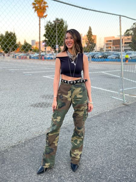 Concert outfit 🎶 What I wore to see Fred Again! Best show ever!! ❤️‍🔥 Love this Skims twist crop top! Sharing a few similar options as well! Camo pants are a favorite and neutral in my opinion—can be styled so many different ways  

Concert outfit, summer outfit, twist top, Skims, crop top, camo pants, statement necklaces, silver jewelry, Khaite Benny belt, statement belt, belt, The Stylizt 



#LTKStyleTip #LTKFindsUnder50 #LTKFindsUnder100