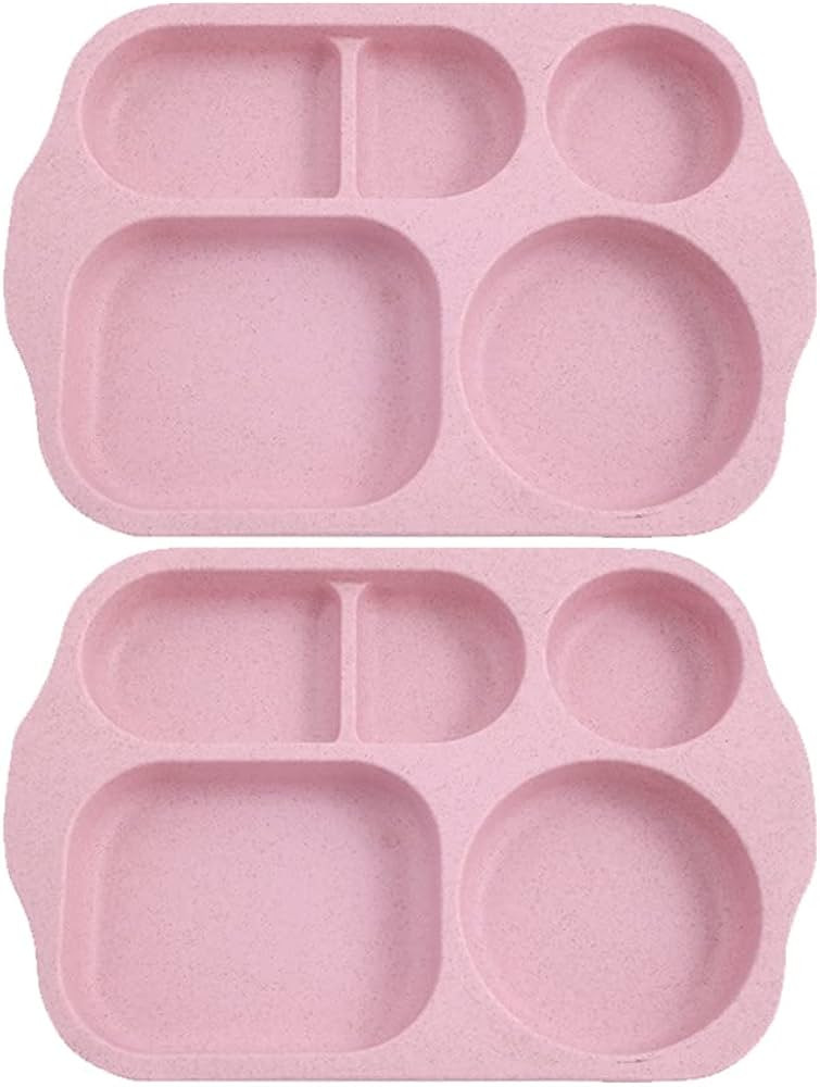 2 Pack Wheat Straw Divided Plates, 5 Section Dinner Plates, Rectangular Divided Dinner Tray for A... | Amazon (US)