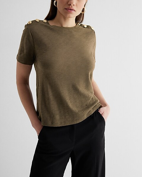 Skimming Novelty Button Crew Neck Tee | Express