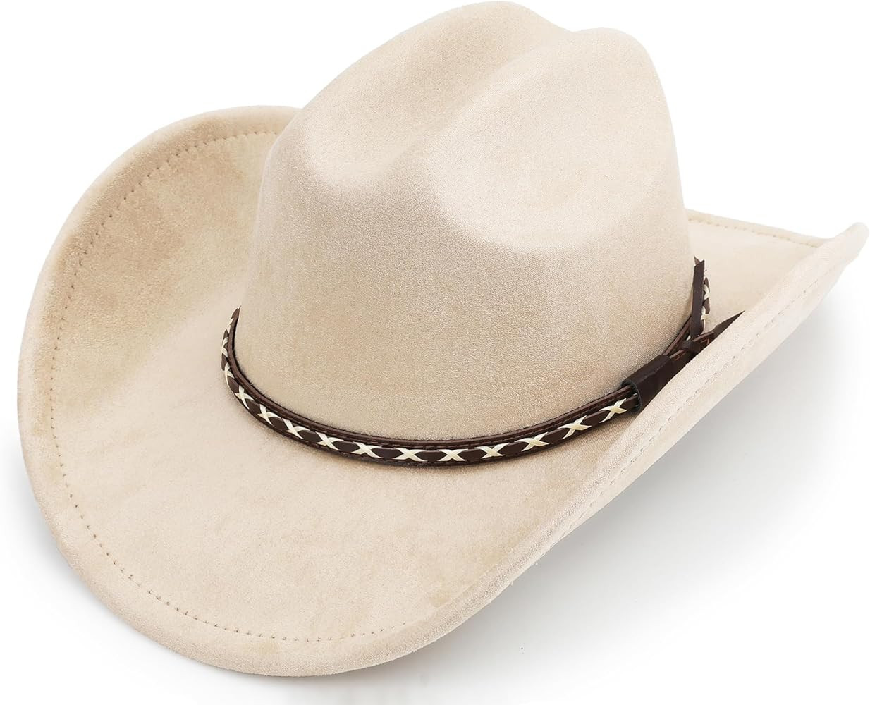 Western Cowboy Hat for Women and Men, Unisex Big Wide Brim Felt Hats for Cowboys and Cowgirls | Amazon (US)