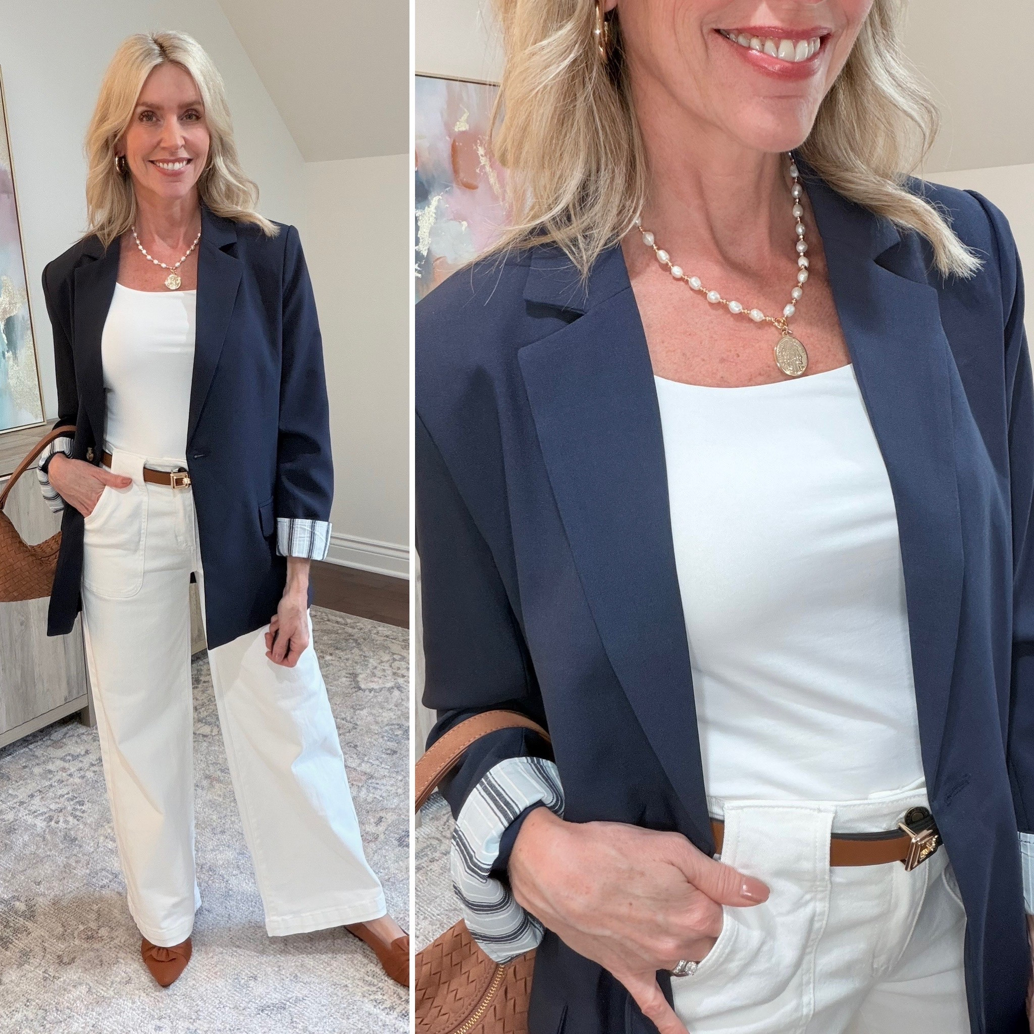 I found these flattering Amazon wide leg jeans that are frump-free and so comfortable! The jeans have some stretch to them but also enough structure to keep them from sagging. They flatter and elongate the legs too. Fit is true to size. They come in 11 colors and 9 sizes.

I’m wearing a medium in the blazer and it comes in 4 colors.

#LTKgrwm #LTKOver40 #LTKootd