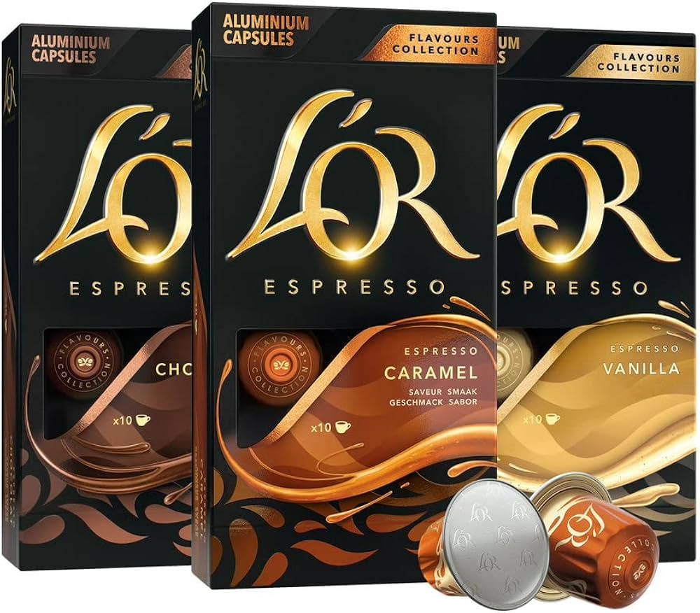 L'OR Espresso Capsules, 30 Count Variety Pack Vanilla/Chocolate/Caramel, Single-Serve Aluminum Co... | Amazon (US)