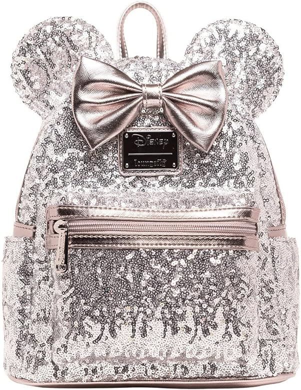 Loungefly Women's Disney Minnie Mouse Silver Sequin Backpack | Amazon (US)