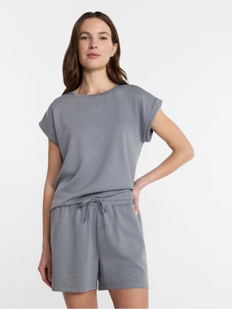 Lissome Women's Scuba Knit Top and Shorts Sleep Set, 2-Piece, Sizes S-4X | Walmart (US)