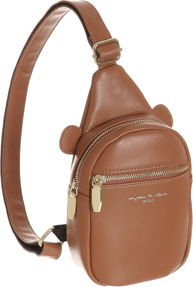 INICAT Small Crossbody Sling Bag Faux Leather Fanny Packs Purses for Women (Style 2-Brown) | Amazon (US)