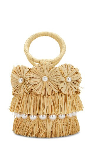 BTB Los Angeles Liv Round Floral Bucket Bag in Natural from Revolve.com | Revolve Clothing (Global)