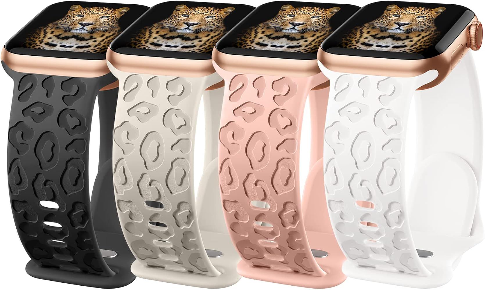 CreateGreat Engraved Bands Compatible with Apple Watch Band 45mm 44mm 42mm 41mm 40mm 38mm, Leopard F | Amazon (US)