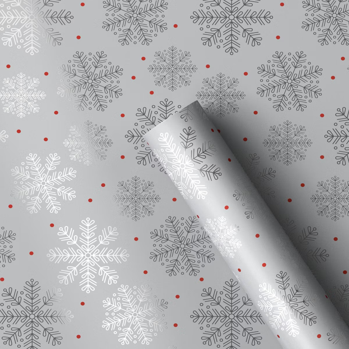 30" 20 sq ft Christmas Roll Wrap Silver Snowflake on Gray - Wondershop™ | Target