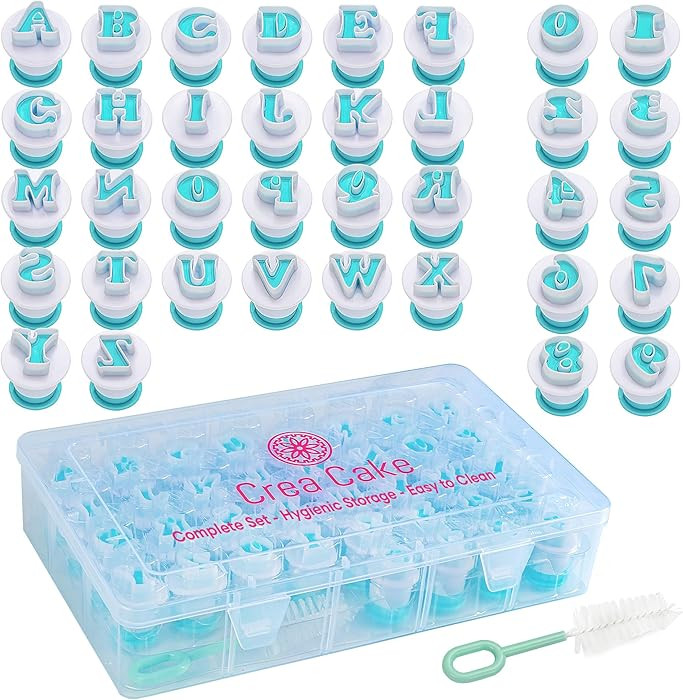 Crea Cake® 36 pcs Fondant Alphabet Letter Cutters, BPA Free Letter Plunger for Cake Letters Edib... | Amazon (US)