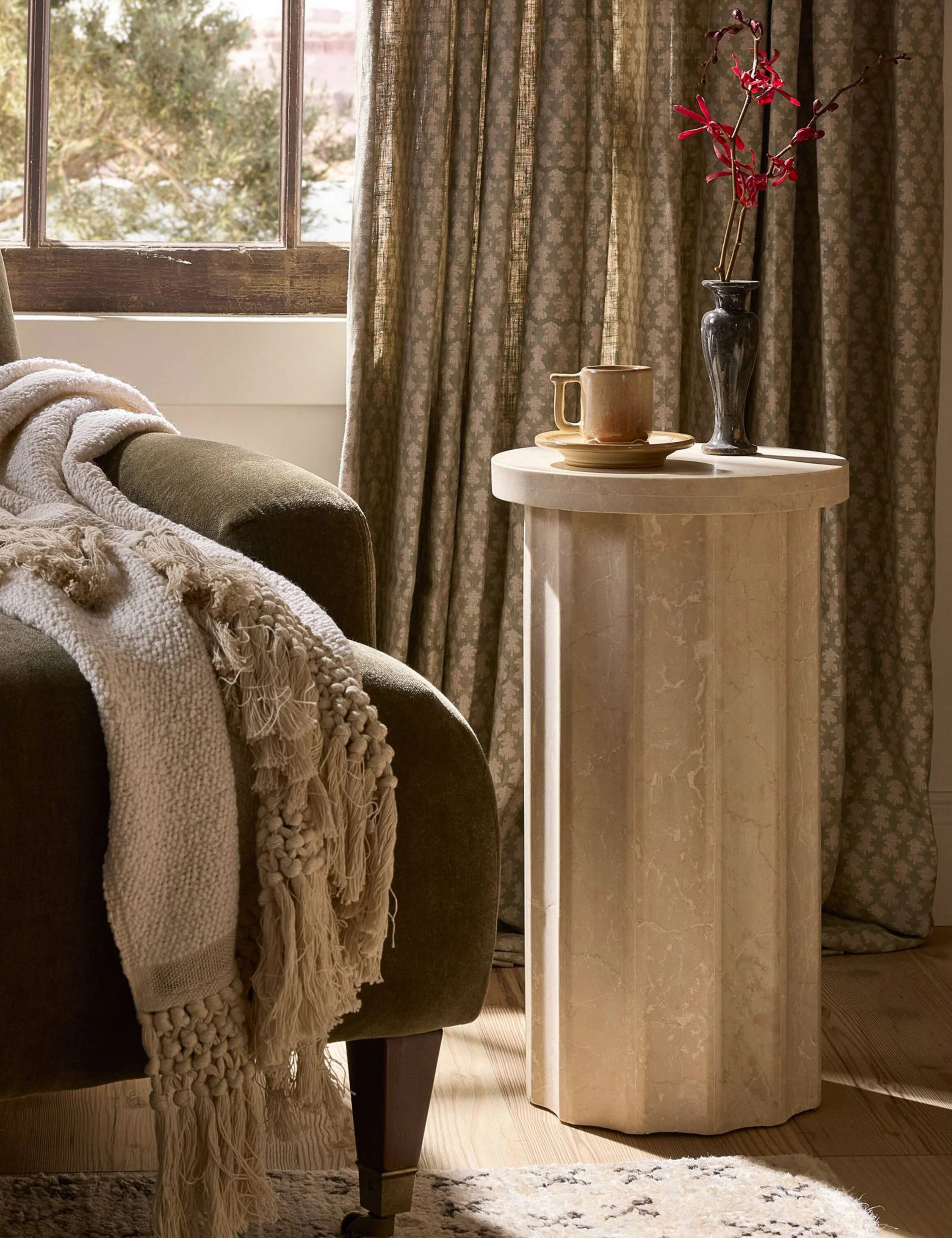 Abramo Drink Table, Cream Marble | Lulu and Georgia 