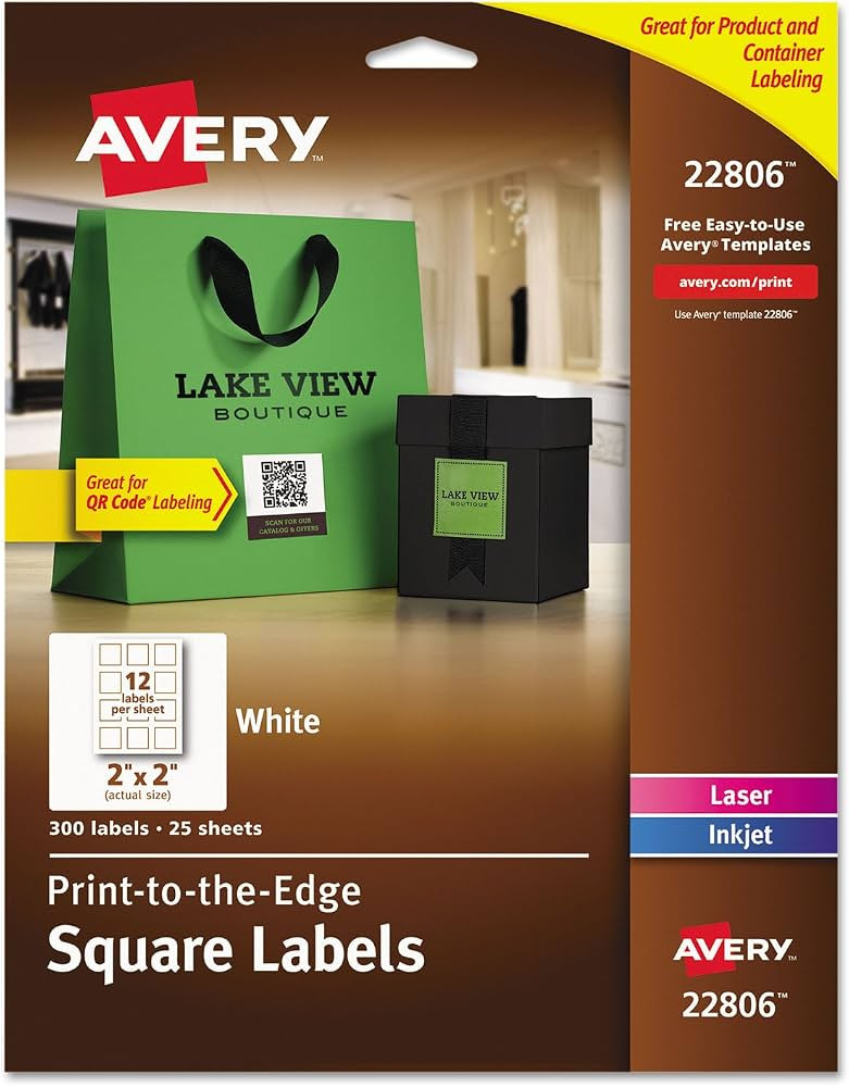Avery Matte White Square Labels with TrueBlock Technology, 2" x 2", Permanent Adhesive, for Laser... | Amazon (CA)