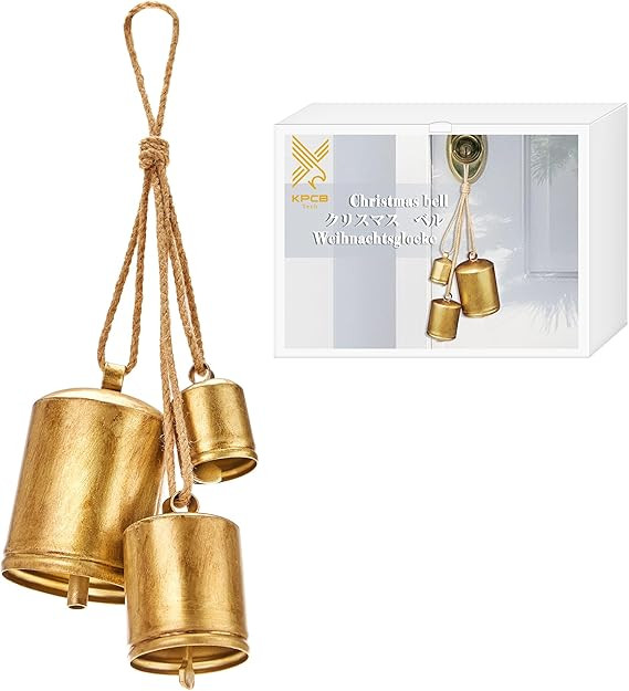 KPCB Christmas Bells Rustic Christmas Decor Vintage Style Brass Door Decorations Set of 3 | Amazon (CA)