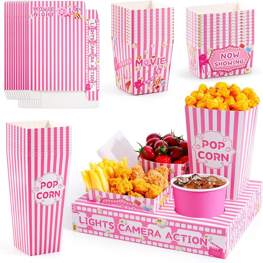 48 Pcs Movie Night Party Supplies Include 12 Paper Snack Trays 12 Popcorn Buckets 12 Snack Boxes ... | Amazon (US)
