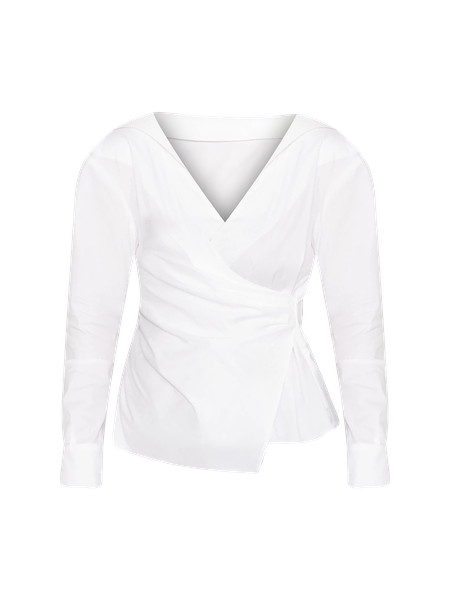 Asymmetric Poplin Wrap Shirt | White House Black Market