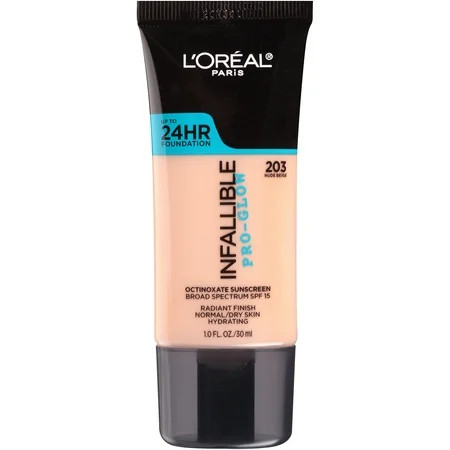 L'Oreal Paris Infallible Pro-Glow Liquid Foundation Makeup, 203 Nude Beige, 1 fl oz | Walmart (US)