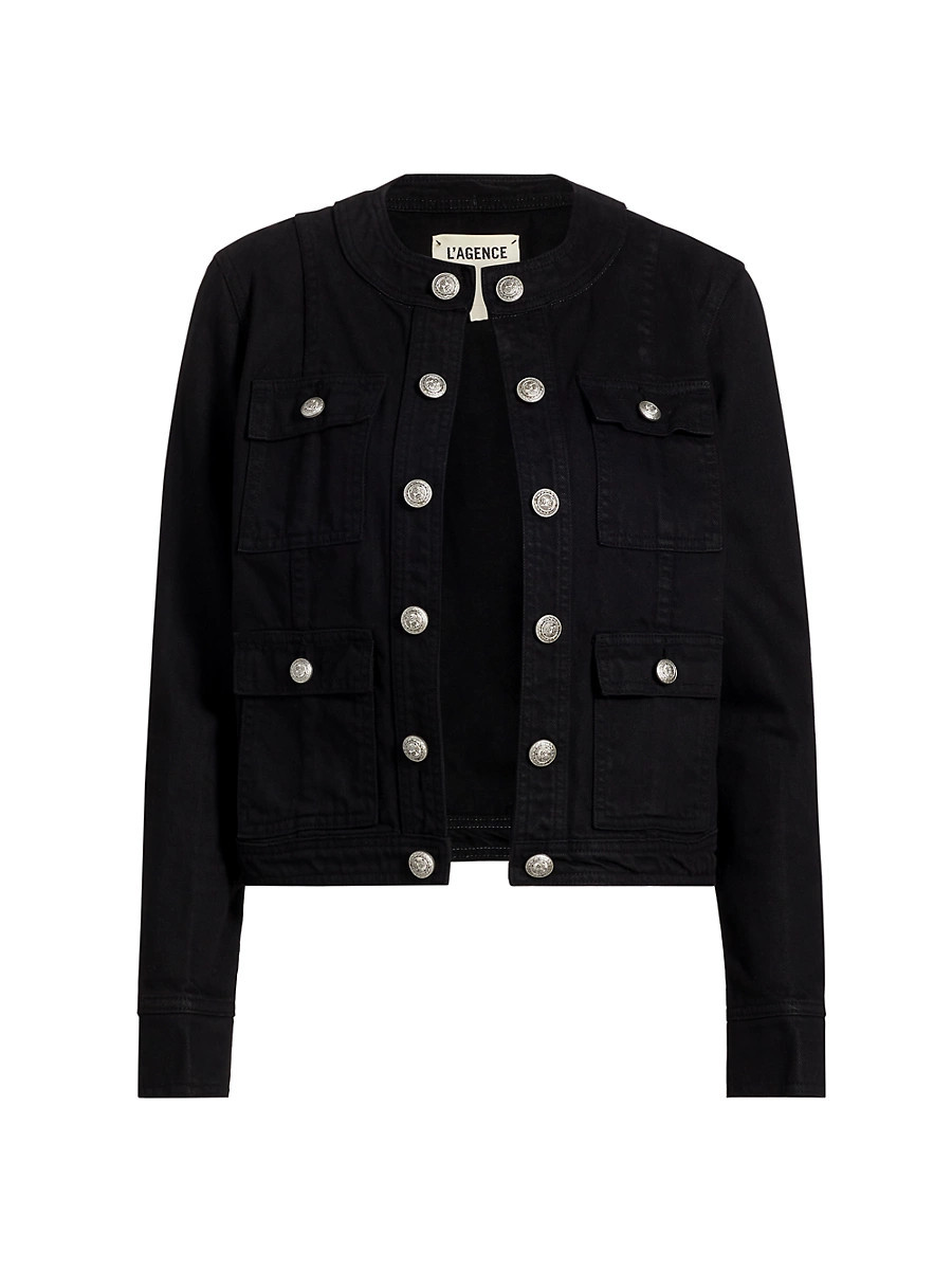 Women's Yari Denim Collarless Jacket - Noir - Size XS | Saks Fifth Avenue