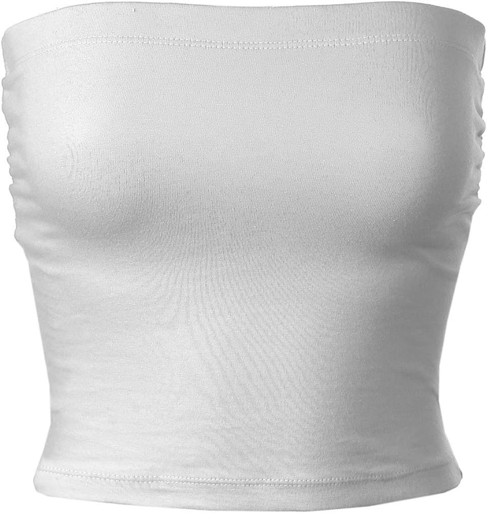 MixMatchy Women's Basic Casual Ruched Side Stretchy Tube Tops | Amazon (US)